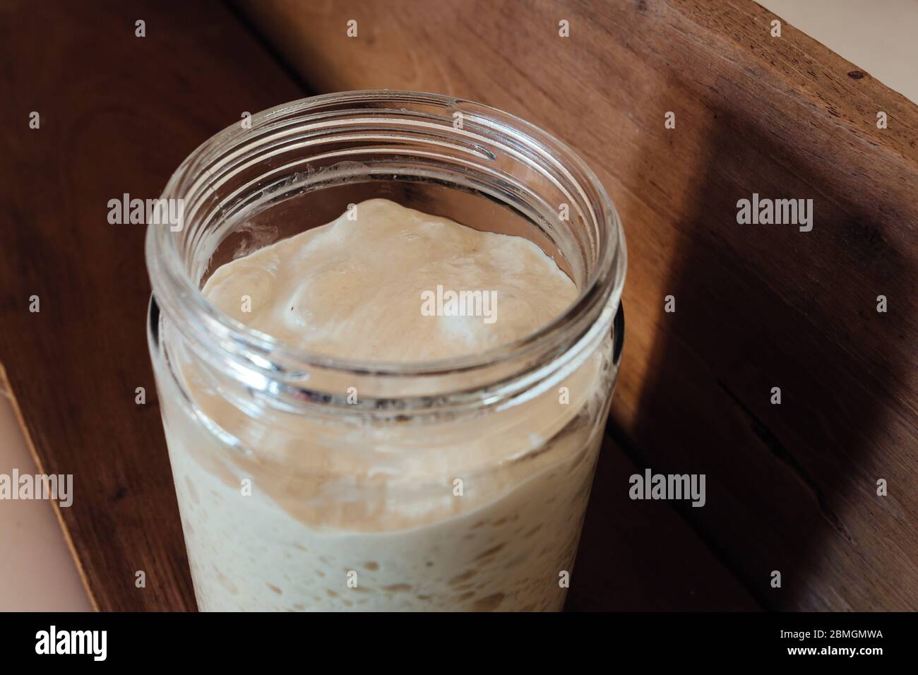 Bubbly active sourdough starter ready to use. Recipe white flour