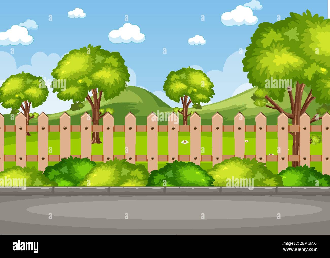 Background scene with trees in the park illustration Stock Vector Image ...