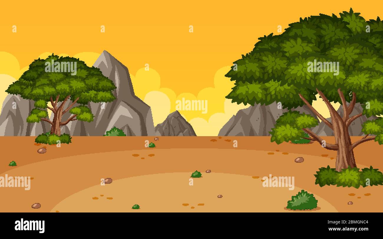 Background scene with many trees in the park illustration Stock Vector ...