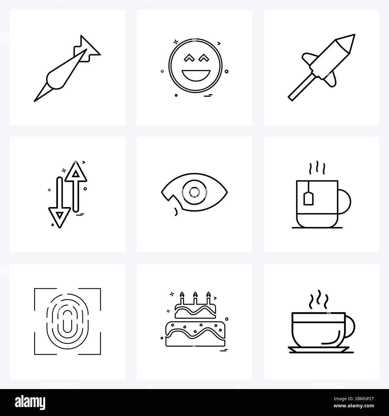 9 Universal Line Icon Pixel Perfect Symbols of, directions, smiley