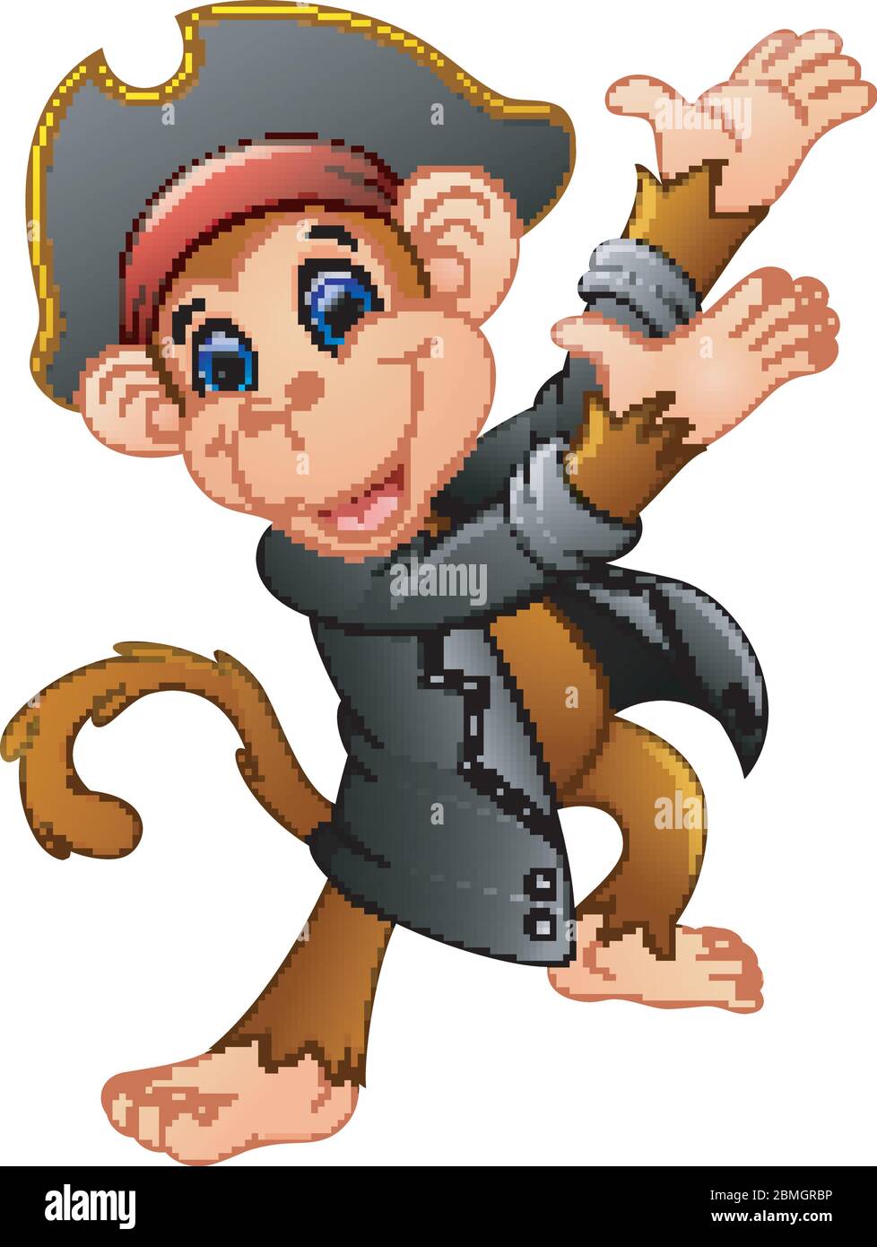 Cute pirate monkey presenting Stock Vector