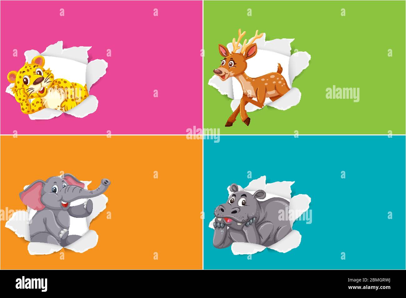 Background template design with wild animals illustration Stock Vector ...