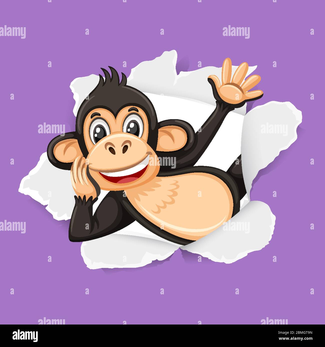 Background template design with wild monkey illustration Stock Vector ...