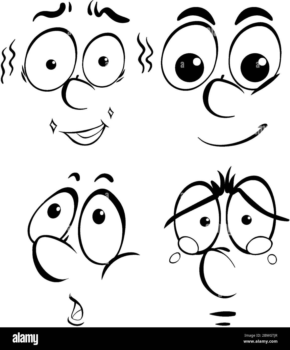 Human faces with different facial expressions illustration Stock Vector ...