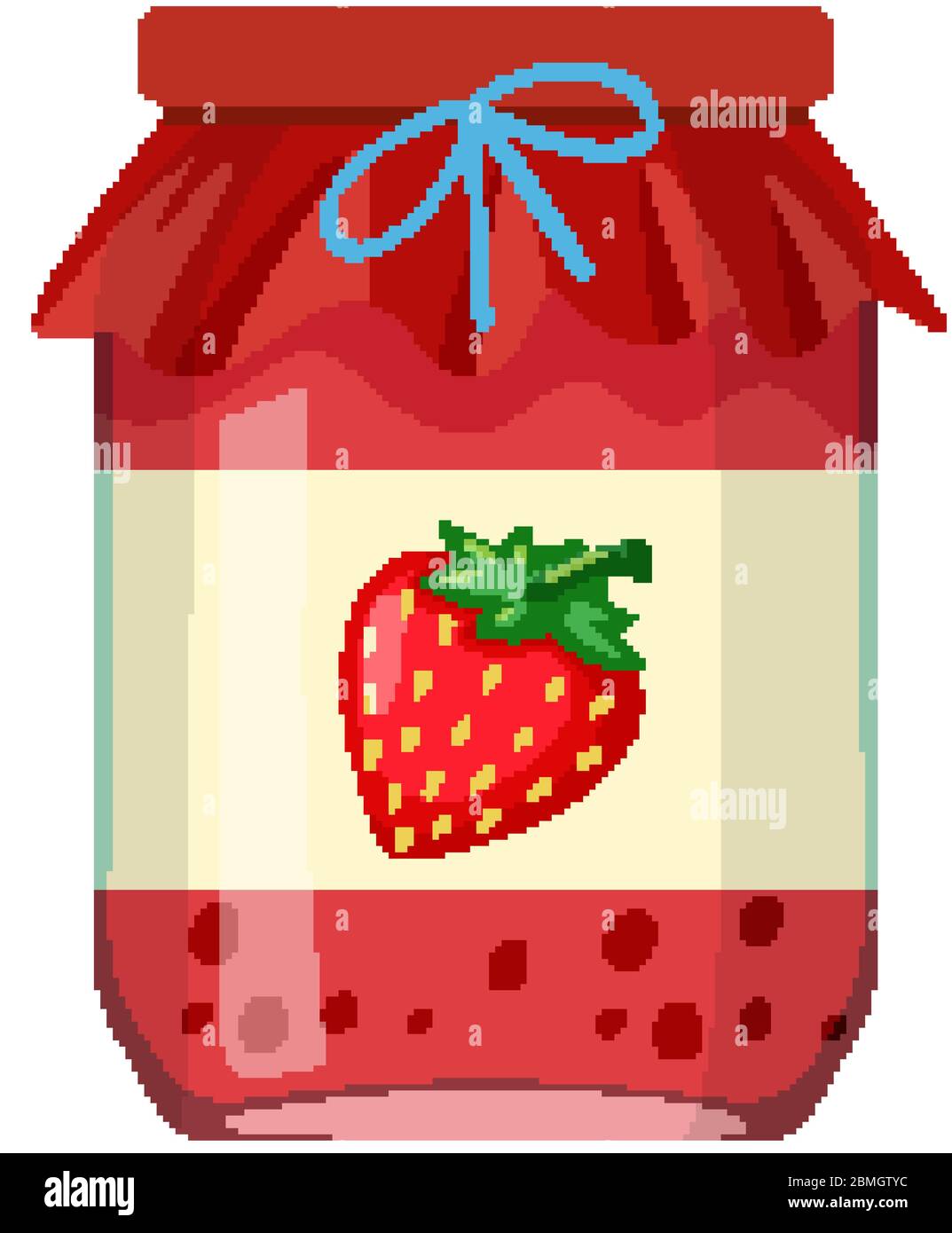 Jar of strawberry jam on white background illustration Stock Vector