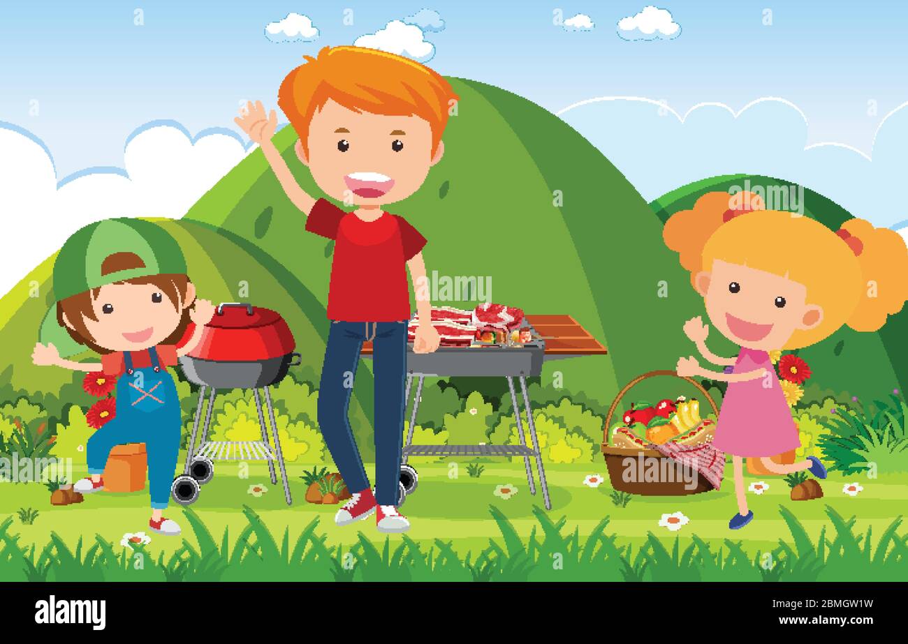 Background scene with people in the park illustration Stock Vector ...
