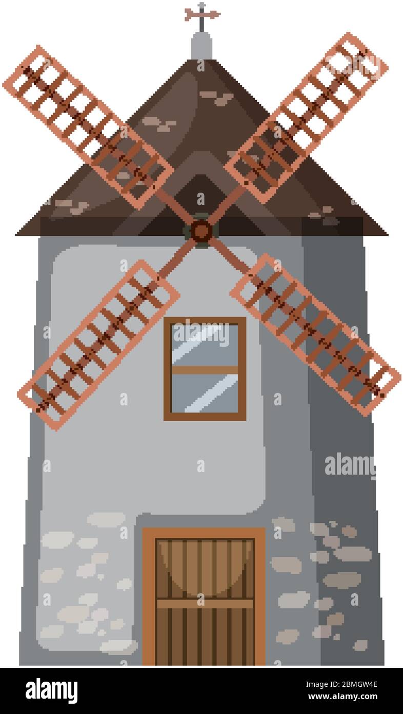 Windmill building on white background illustration Stock Vector Image ...