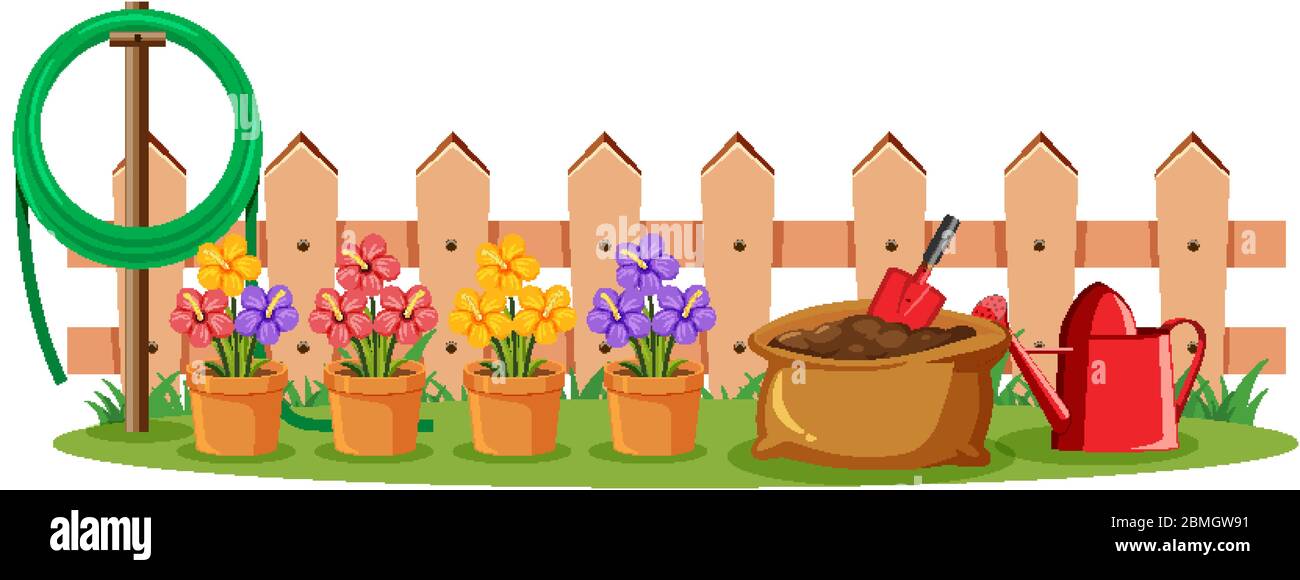Scene with colorful flowers in the garden illustration Stock Vector ...