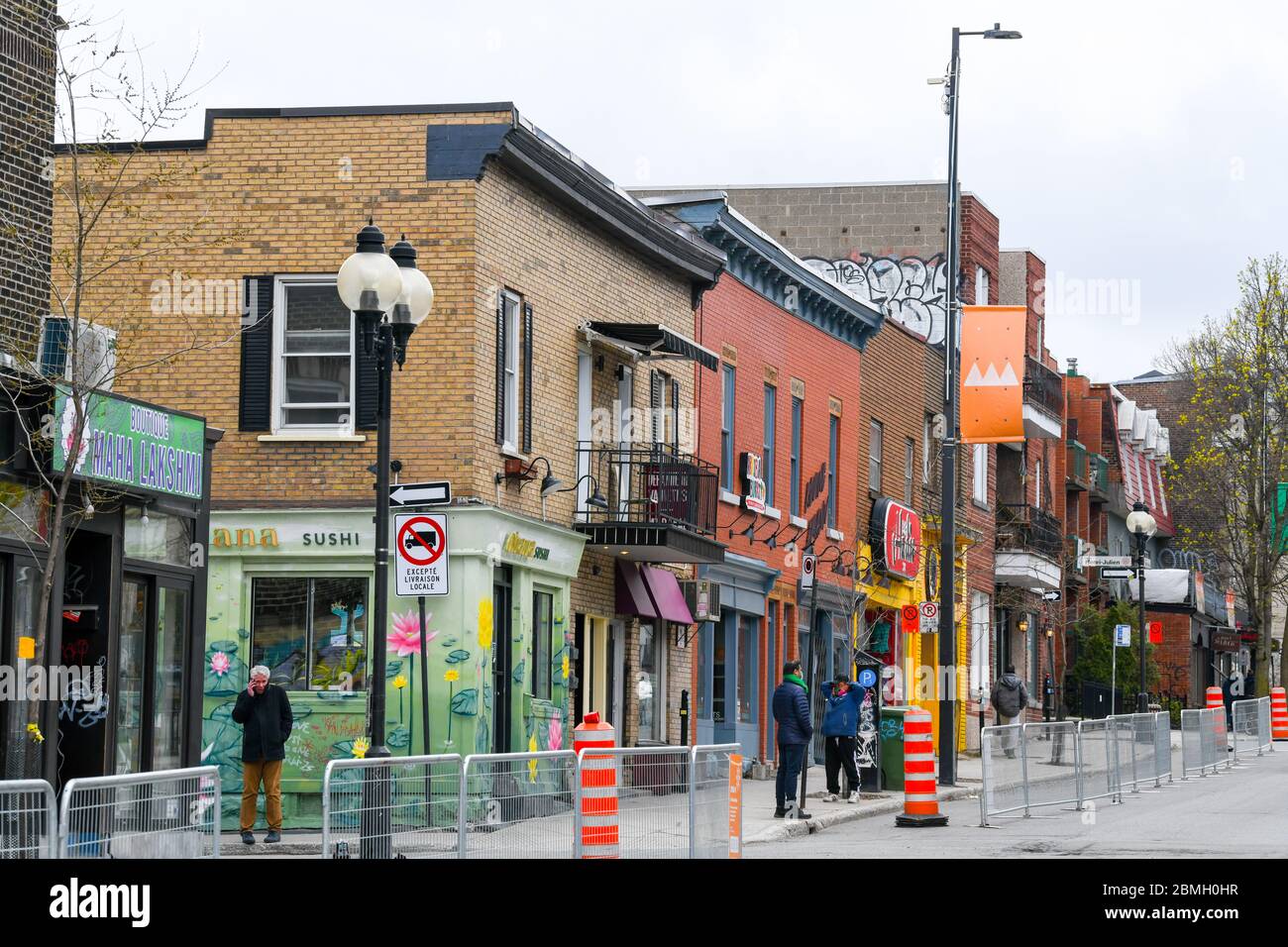 Mont Royal street with new dedicated alleyways of security for