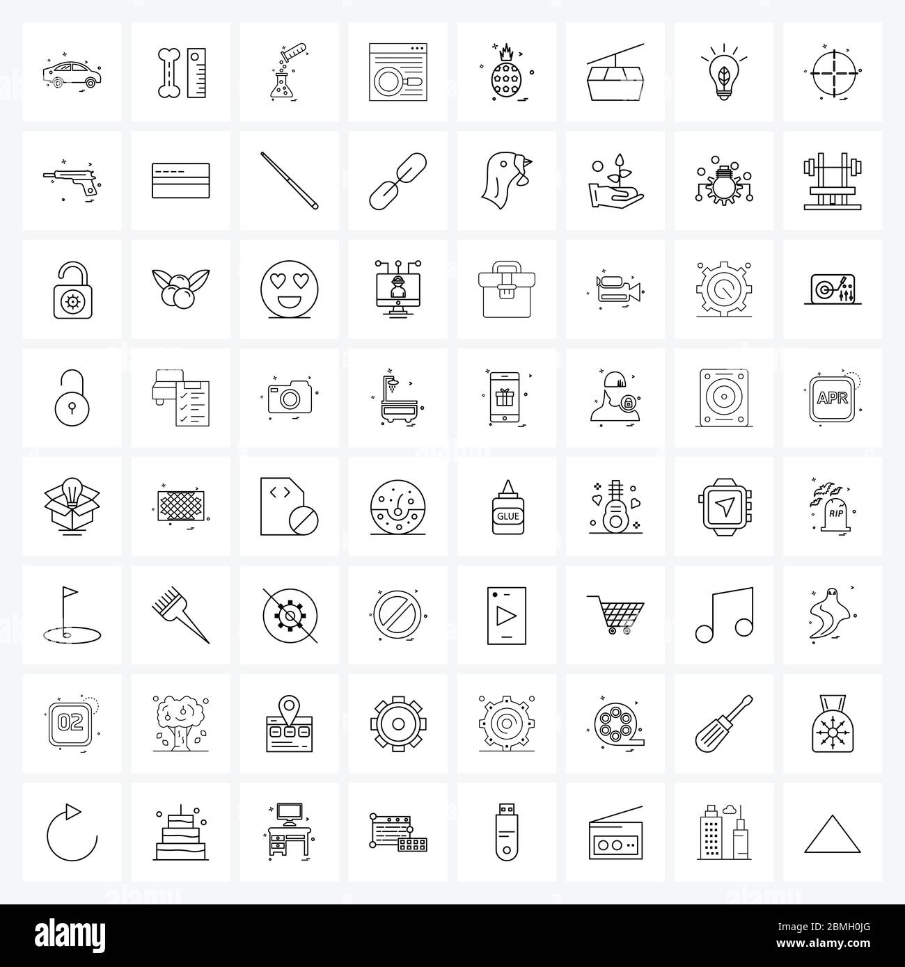 Set of 64 Line Icon Signs and Symbols of seo, web, chemical, search, flask Vector Illustration Stock Vector