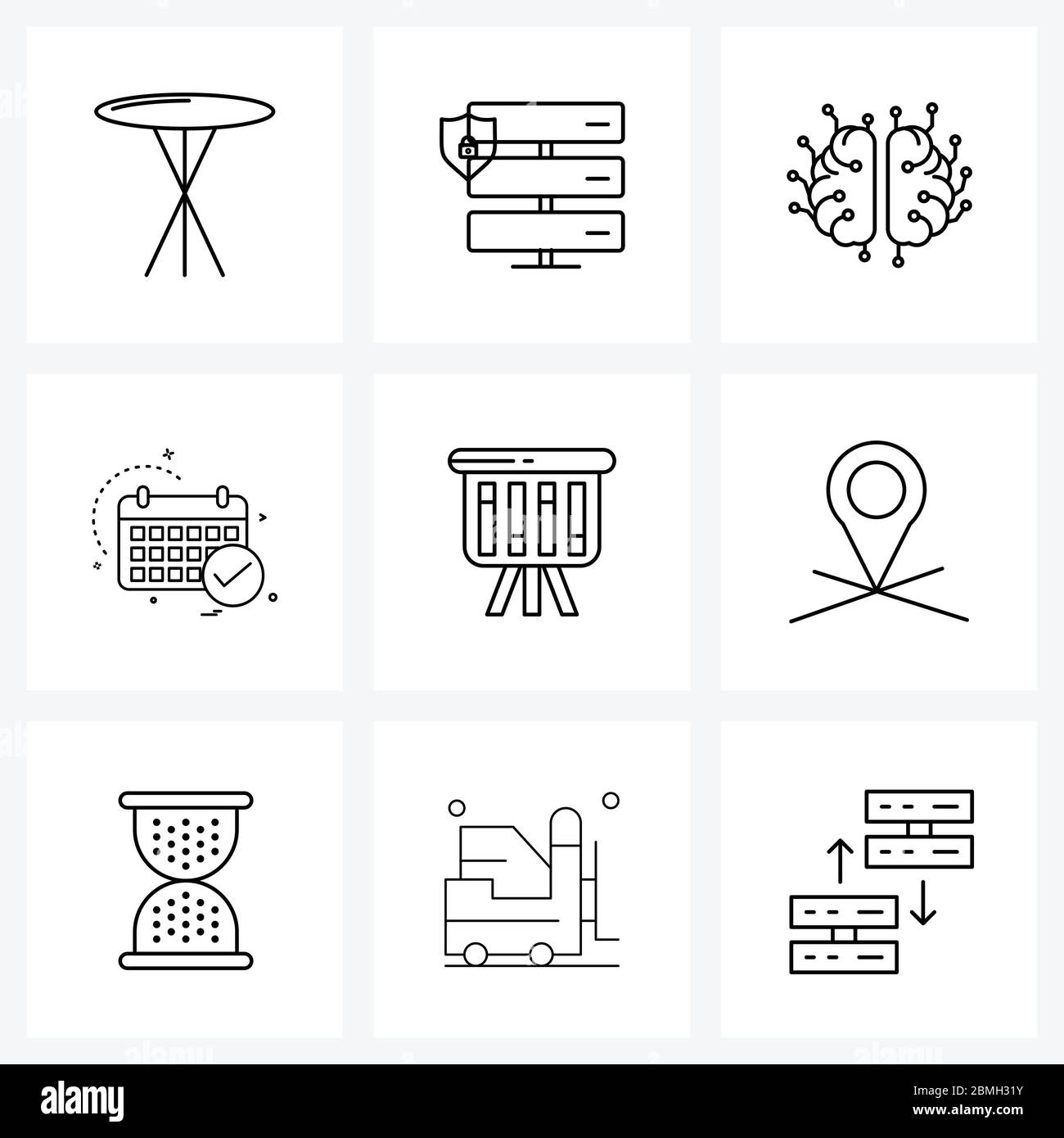 Set of 9 Universal Line Icons of diagram, business, circuit, month, calendar Vector Illustration Stock Vector