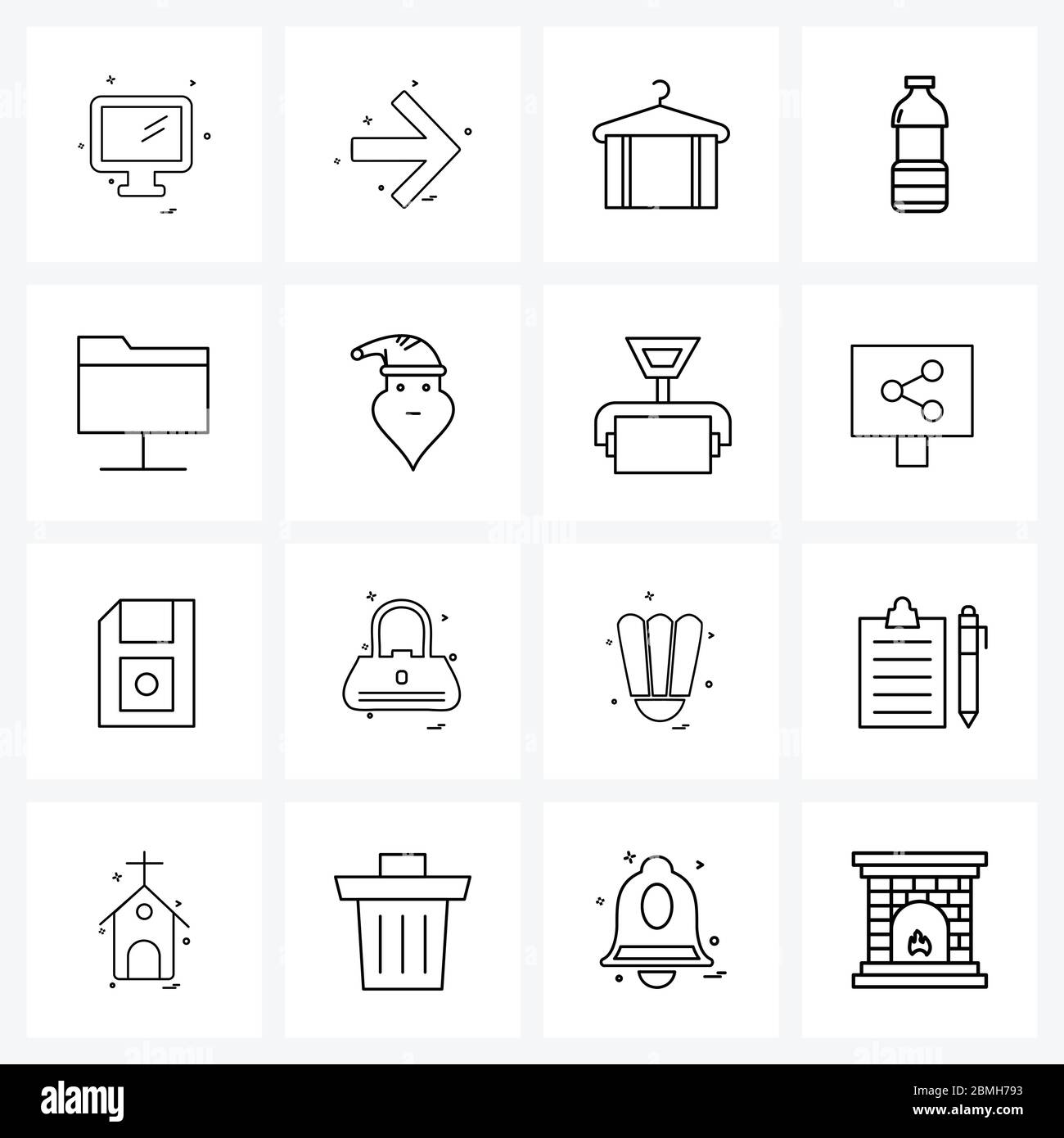 16 Universal Line Icon Pixel Perfect Symbols of folder, drink, right, patient, washing Vector Illustration Stock Vector