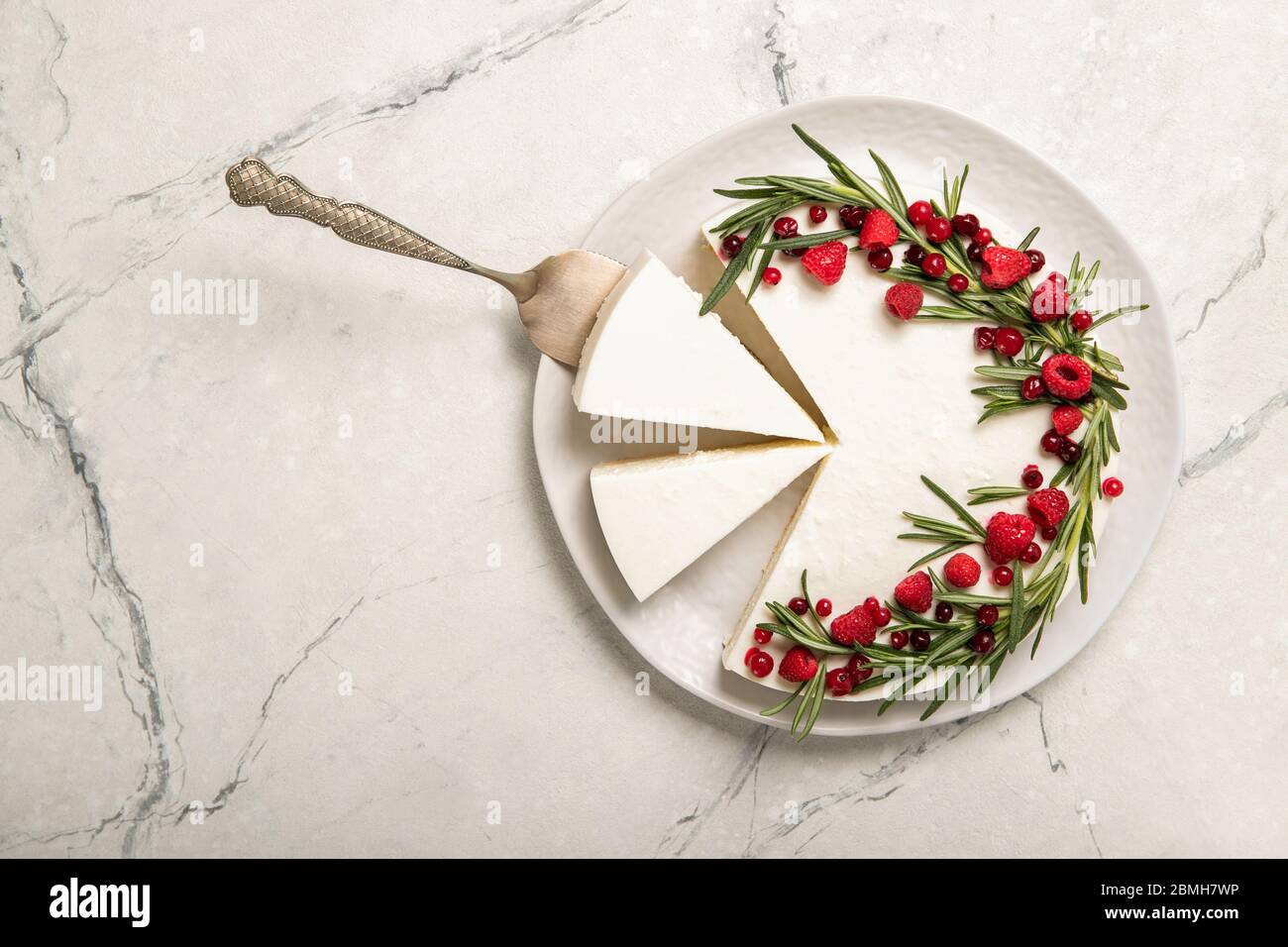 Homemade raspberry cheesecake on a plate Stock Photo