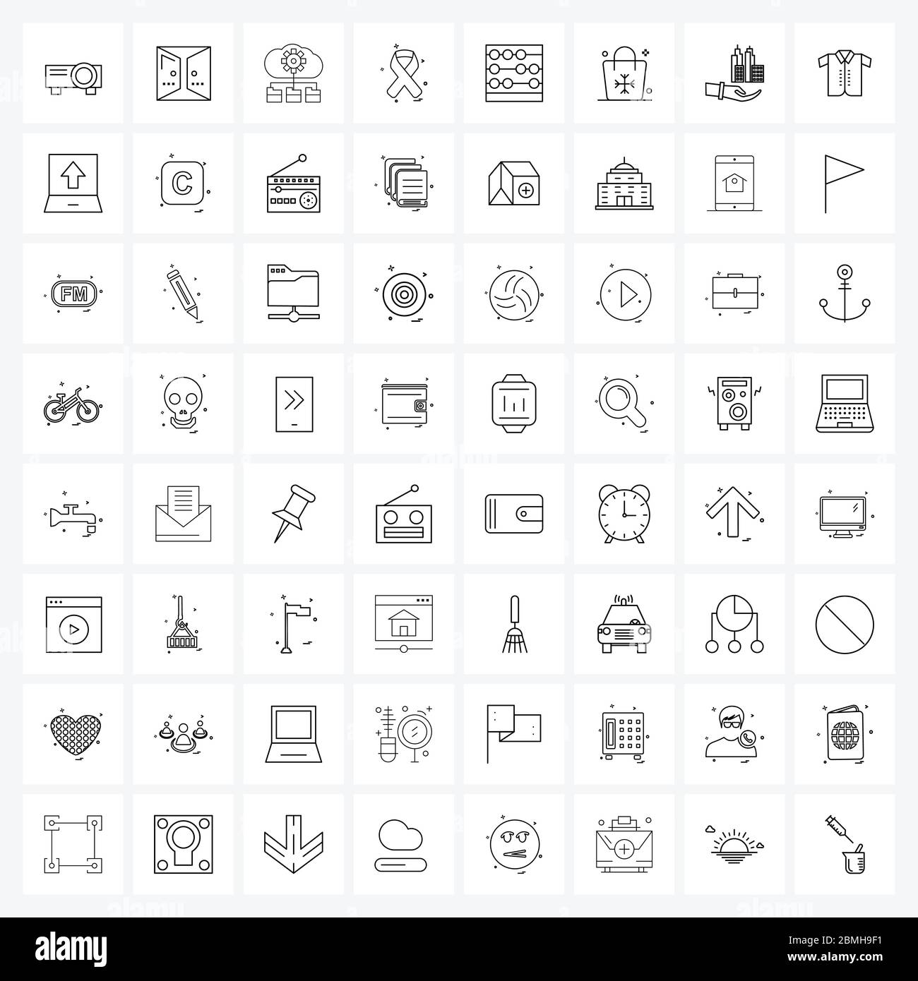 Universal Symbols of 64 Modern Line Icons of solidarity, ribbon ...