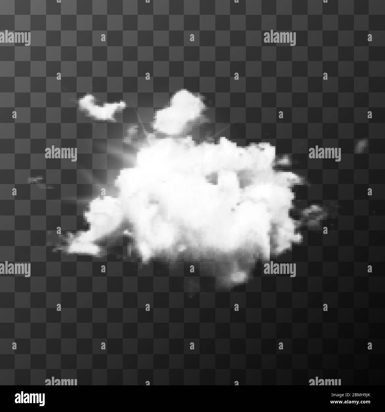 White detailed realistic cloud on transparent Stock Vector