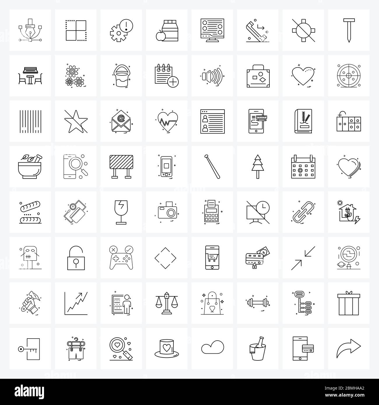 Pack of 64 Universal Line Icons for Web Applications computer ...