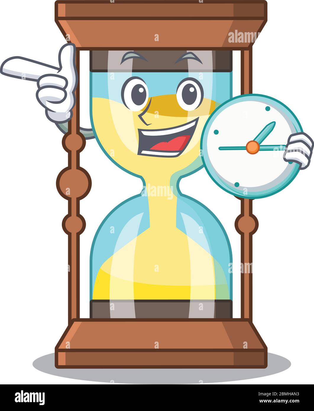 Chronometer mascot design concept smiling with clock Stock Vector