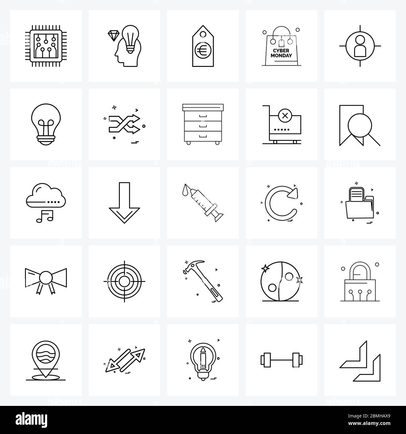 Universal Symbols of 25 Modern Line Icons of avatar, target, business ...