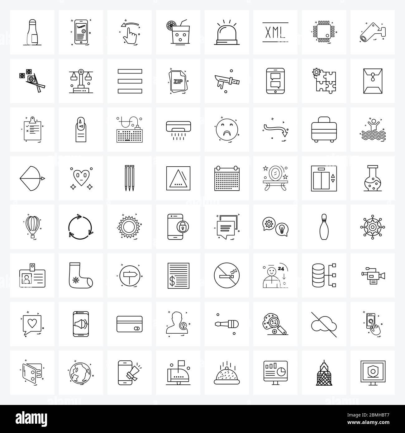 64 Universal Line Icons for Web and Mobile hospital, medical, hands, meal, healthy Vector Illustration Stock Vector