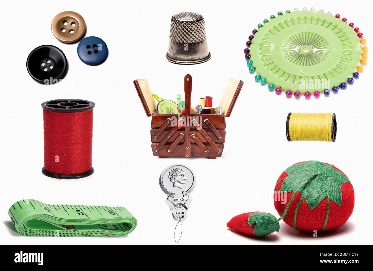 Scrapbook Sewing Embellishments with Sewing Box, needles, utensils ...