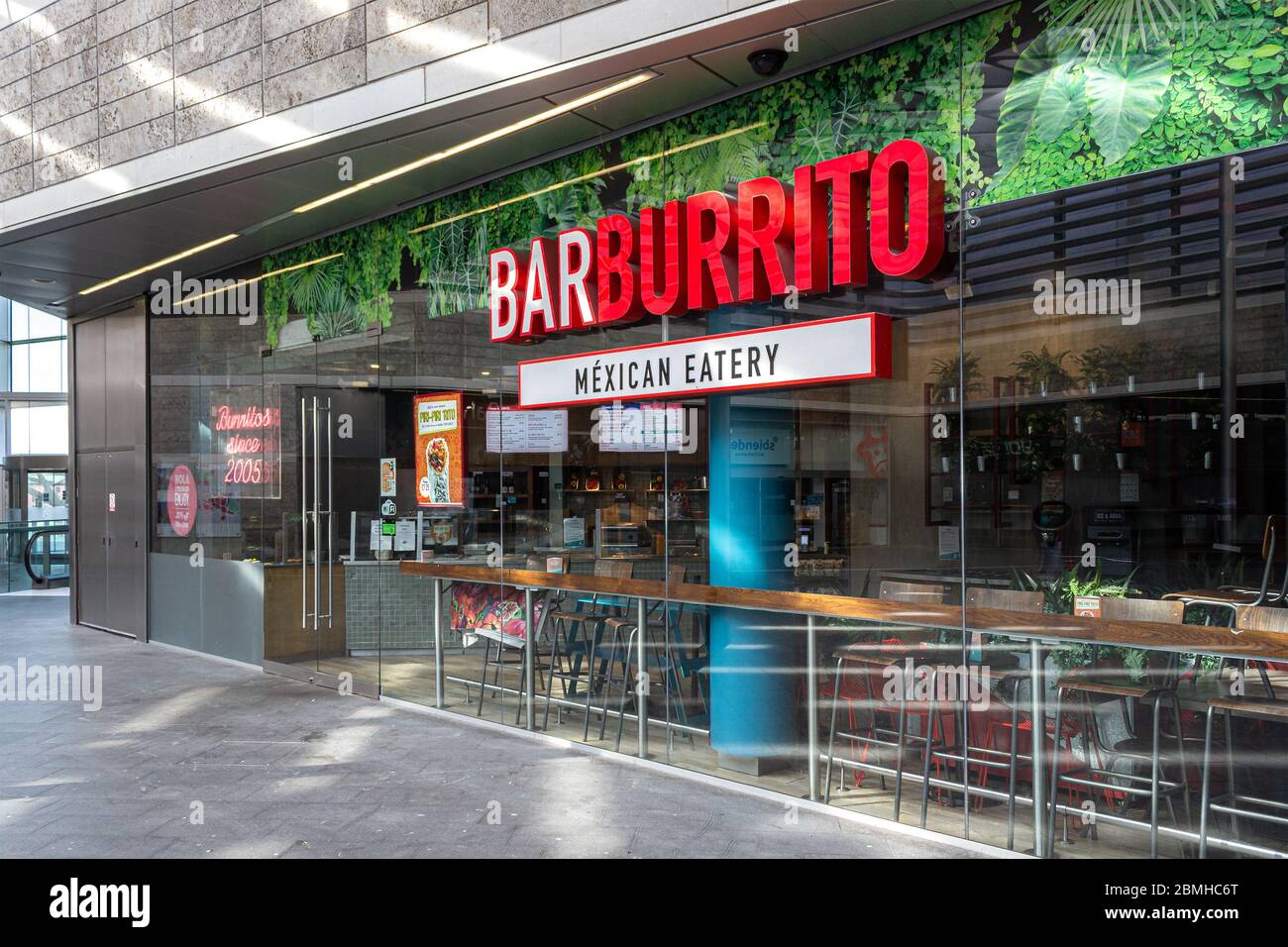 Bar Burrito Liverpool restaurant frontage, Mexican style fast food chain, Liverpool One shopping centre Stock Photo