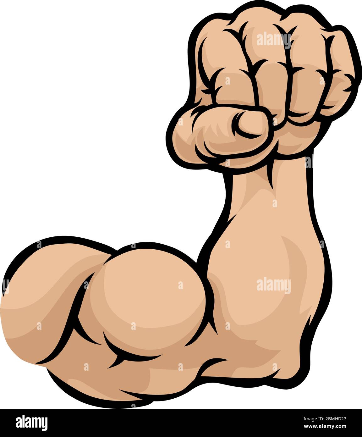 Muscular Cartoon Arm Bicep Muscle And Fist Stock Vector