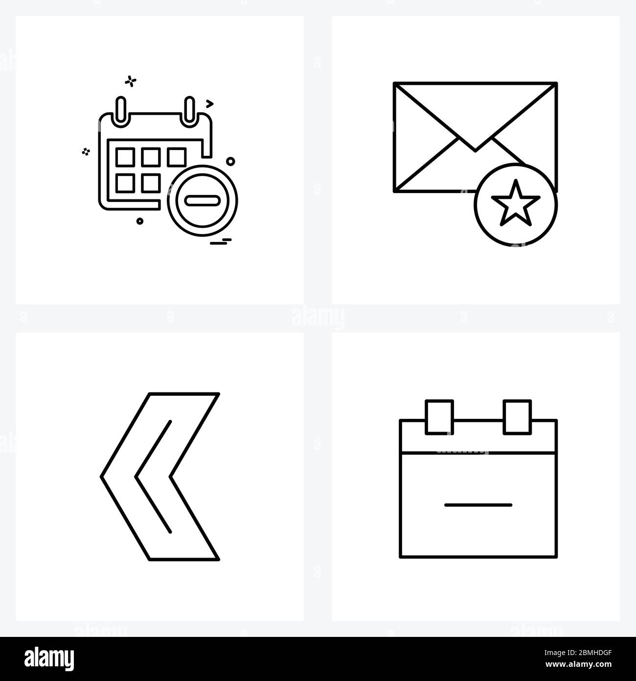 Set of 4 UI Icons and symbols for calendar, back, year, stare, date
