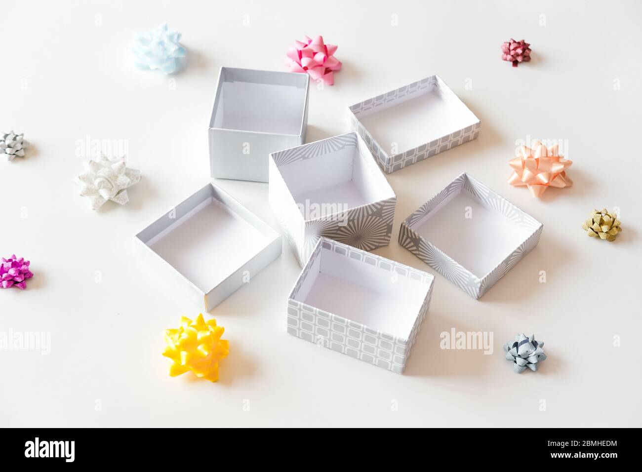 Open empty gift boxes Stock Photo Alamy