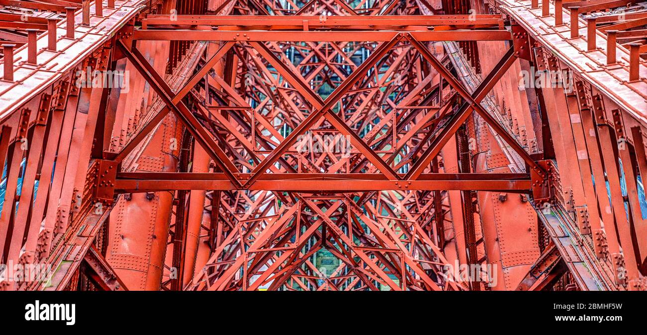 The Bridges over the Forth at Queensferry crossing. The Forth Bridge - a railway bridge (1882) Stock Photo