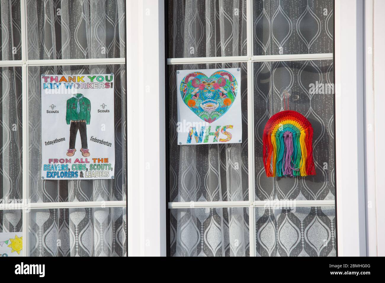 Thank you Pandemic Charity Window sign RAINBOW NHS & KEYWORKERS 