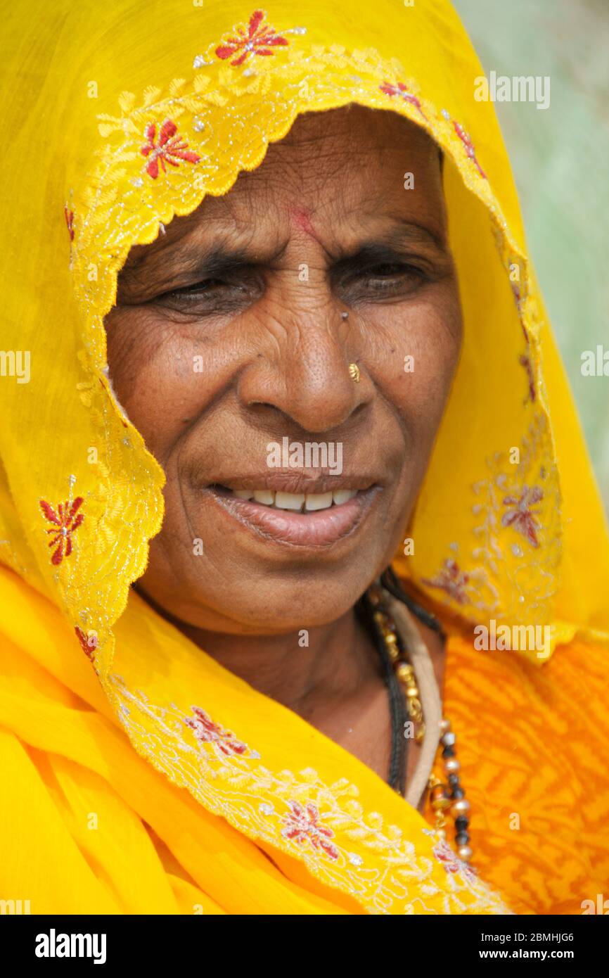 Elderly female pilgrim at the Ganga Sagar Mela, Sagar Island, West Bengal, India Stock Photo