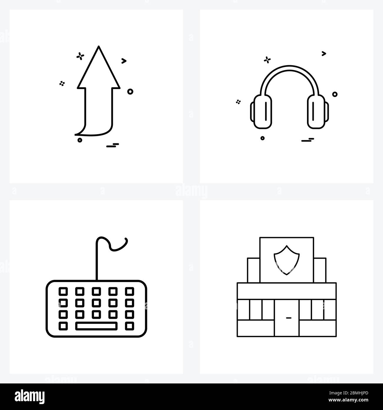 Stock Vector Icon Set of 4 Line Symbols for arrow, keyboard, up