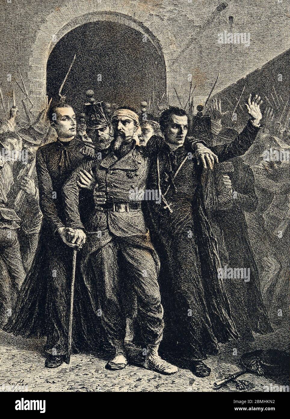 Expedition francaise a Rome, 30/04/1849 : trois membres heroiques du clerge francais (Monseigneur Luquet, monseigneur de Merode et le comte Villiers d Stock Photo