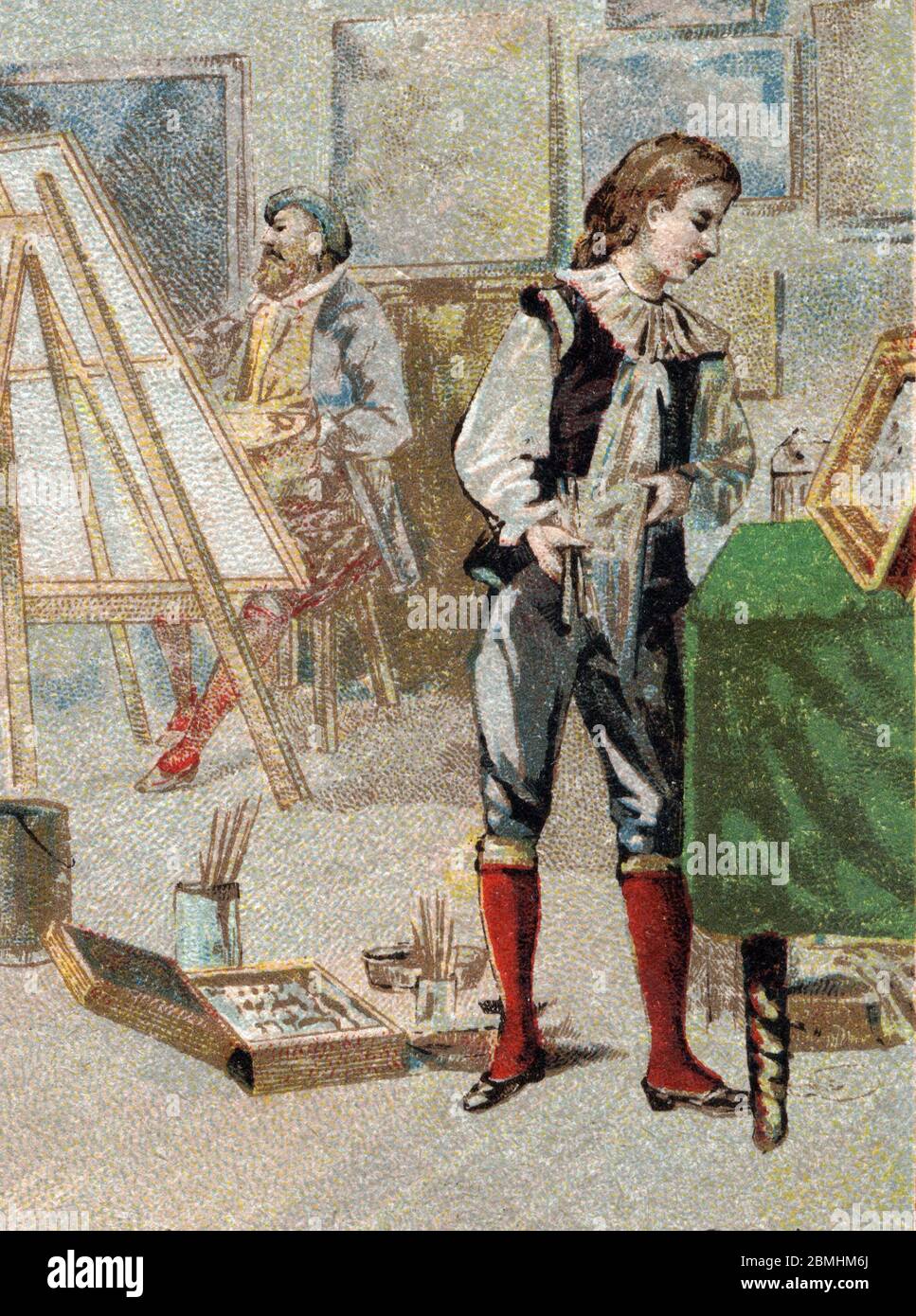 'Portrait de Claude Gellee dit 'le Lorrain' (1600-1682) decouvrant la peinture dans l'atelier du peintre Agostino Tassi vers 1615' (French painter Cla Stock Photo