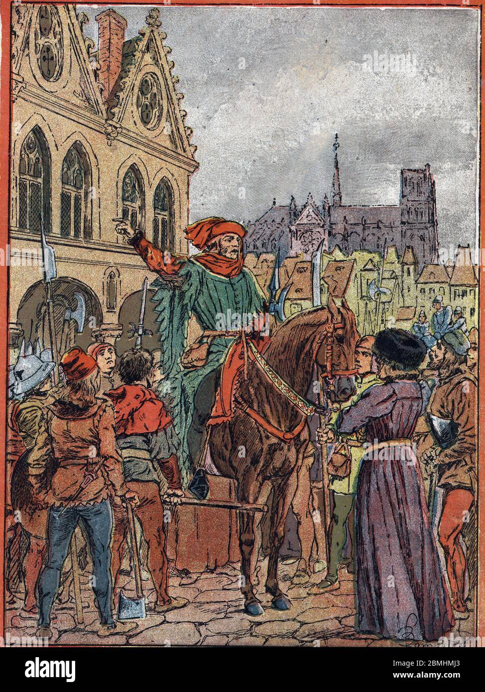 'Etienne Marcel, prevot des marchands (1315-1358) faisant l'acquisition de la maison des Piliers sur la place de Greve en juillet 1357' (Etienne Marce Stock Photo