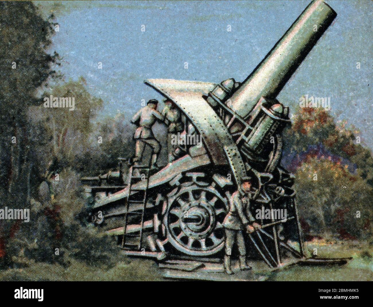 Premiere guerre mondiale : le canon allemand 'la grosse Bertha' (Dicke Bertha) devant Anvers en septembre 1914 (WWI : the Big Bertha (howitzer) built Stock Photo