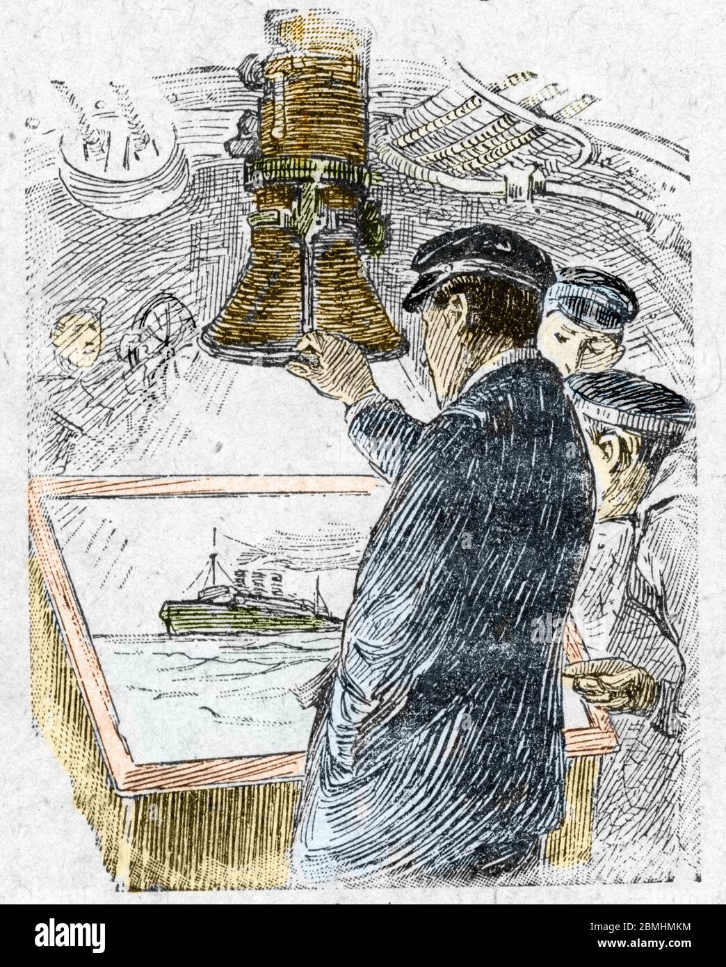 Premiere guerre mondiale, guerre sous-marine (bataille de l'Atlantique 1917) : utilisation d'un periscope dans un sous-marin (WWI, U-boat Campaign, a Stock Photo