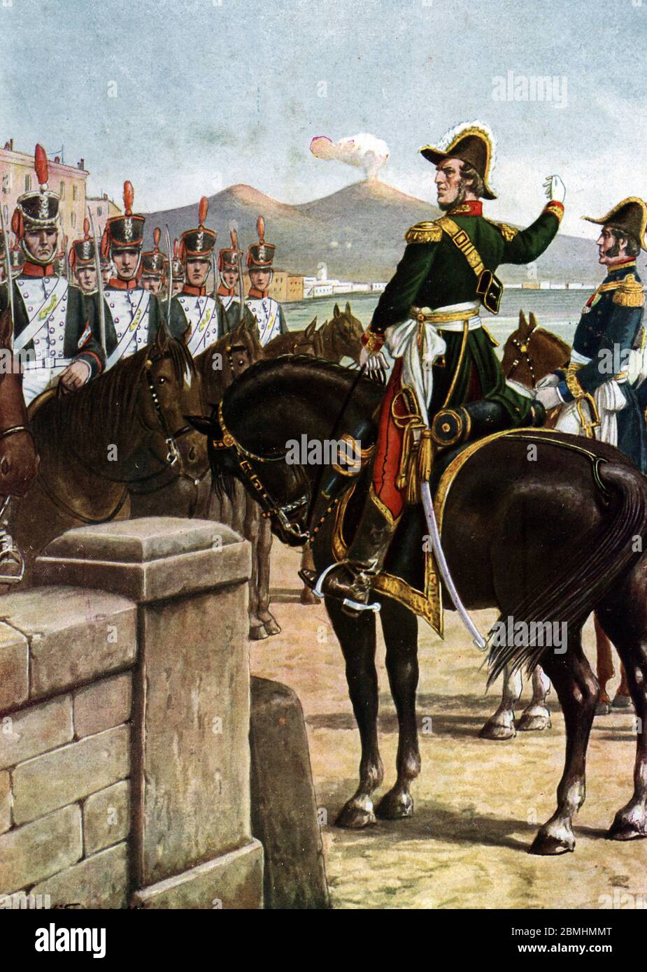 Insurrection dans le Royaume des Deux-Siciles (1820) : 'Le militaire Guglielmo Pepe harangue ses troupes en 1820 a Naples, italie - (Italian patriot G Stock Photo