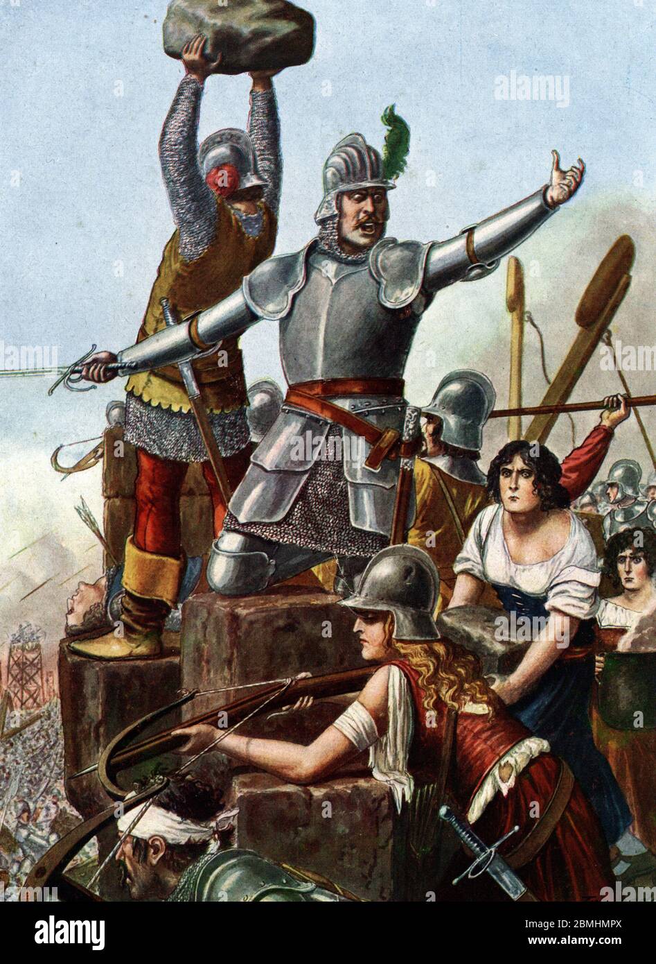 Siege de Brescia en 1438 par les troupes de Niccolo Piccinino condottiere pour le compte de la famille des Visconti, contre la Republique de Venise' ( Stock Photo