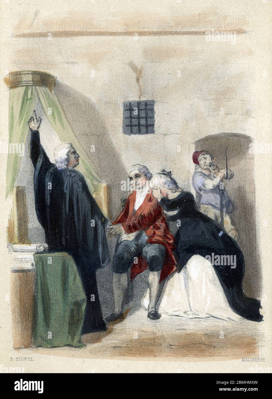Affaire Monnerat ; 'Representation de Chretien Guillaume de Lamoignon de Malesherbes (1721-1794) magistrat et homme politique francais rendant visite Stock Photo