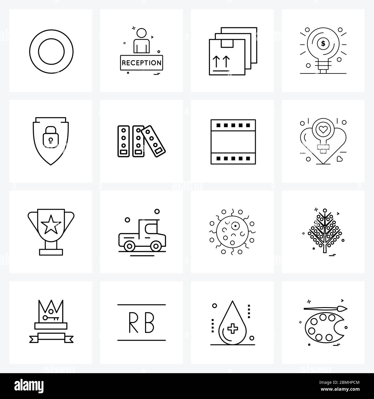 Stock Vector Icon Set of 16 Line Symbols for protection, investment, logistic, idea, analysis Vector Illustration Stock Vector