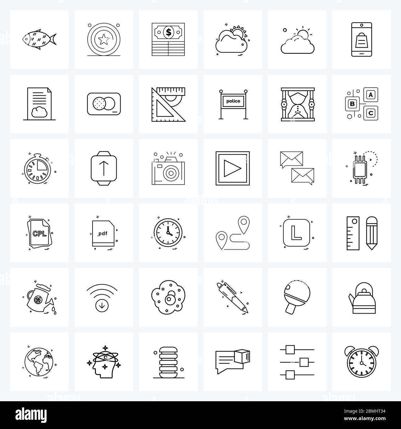 Pixel Perfect Set of 36 Vector Line Icons such as online shopping ...