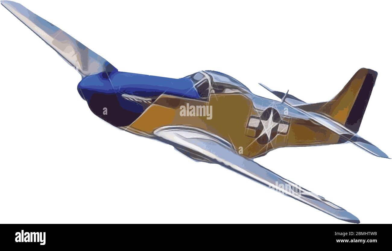Mustang P-51 Fighter Aircraft Vector Illustration Stock Vector