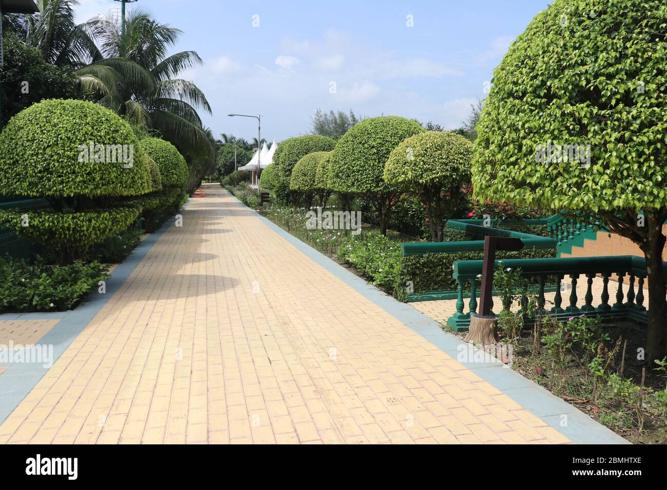 Walking pathways inside the park and useful for morning walk. Stock Photo