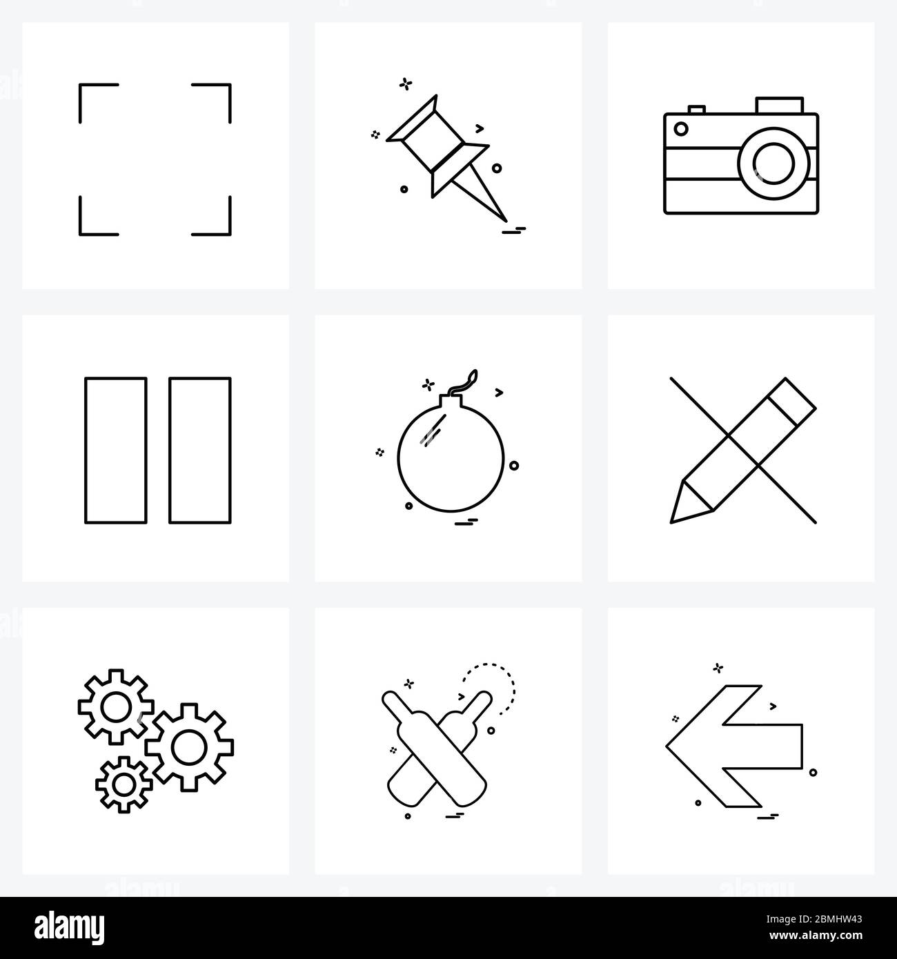 Set of 9 Simple Line Icons for Web and Print such as no, dynamite ...