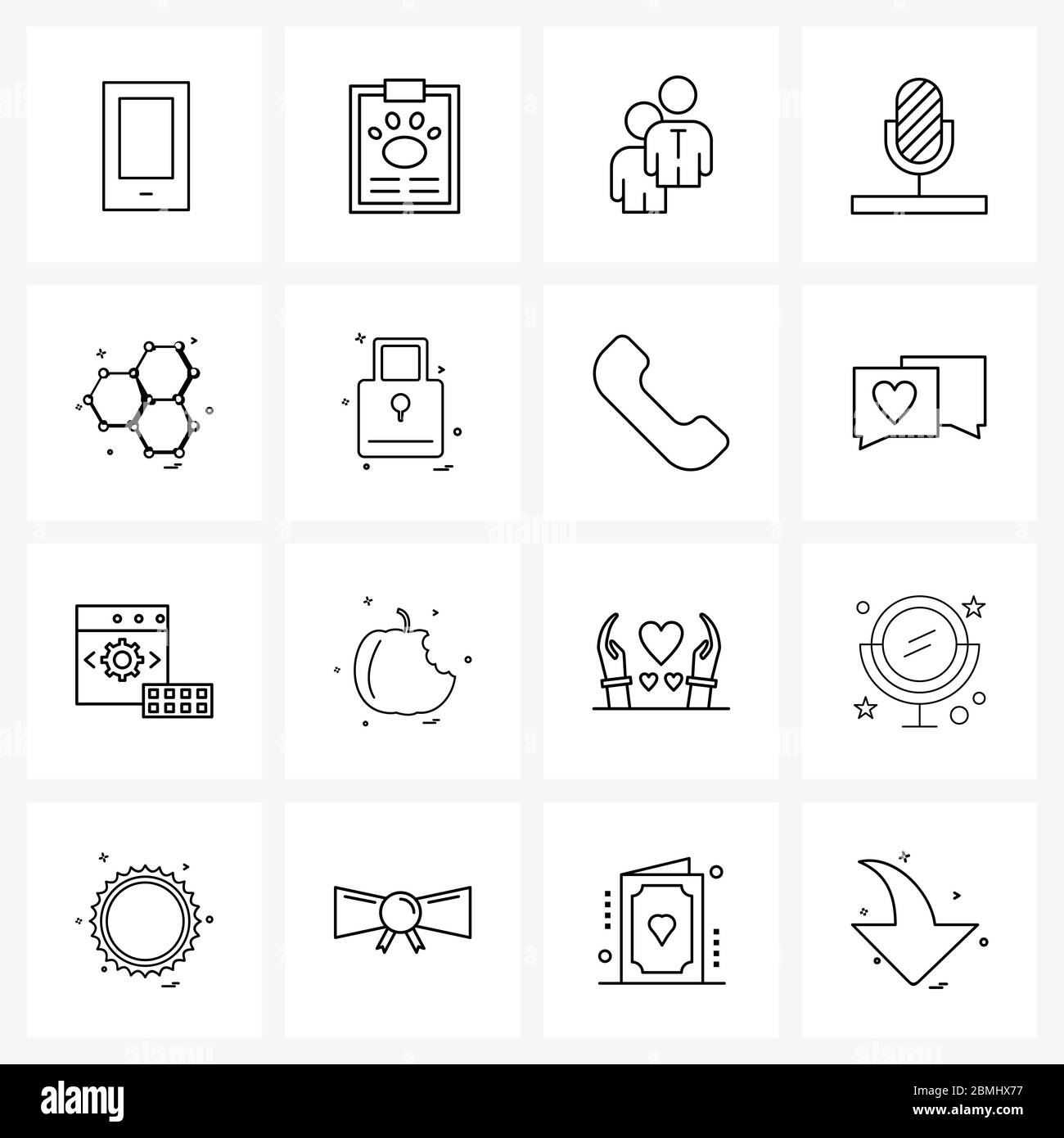 Set Of 16 Simple Line Icons For Web And Print Such As Shell Podcasting 