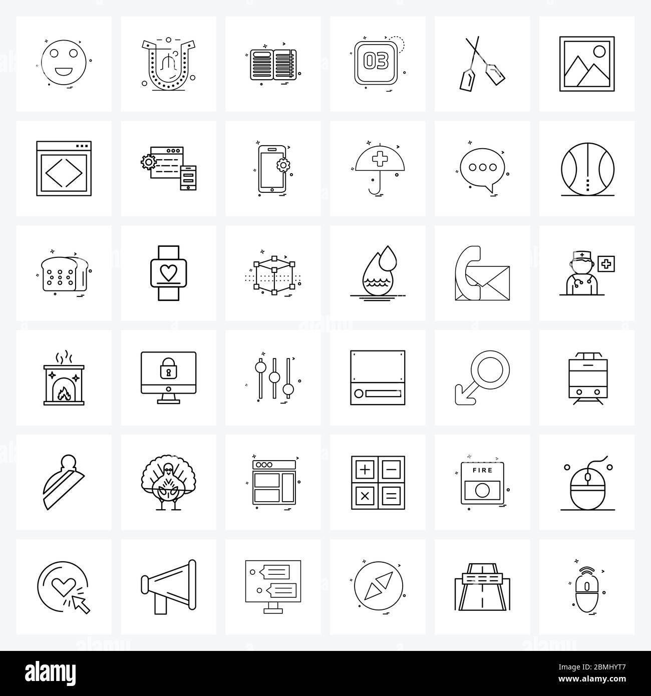 Set of 36 Simple Line Icons for Web and Print such as oar, event, study, day, date Vector Illustration Stock Vector