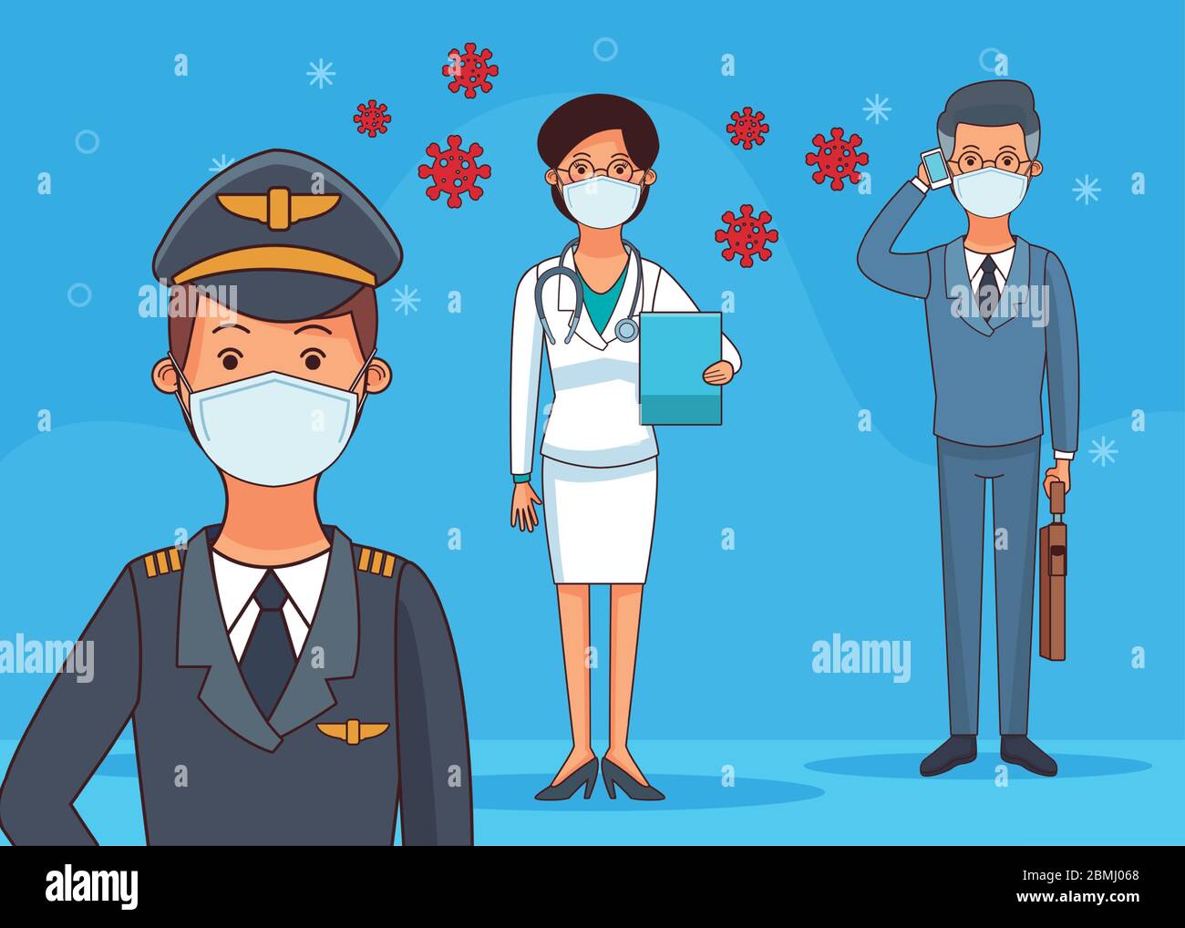 group of workers using face masks for covid19 Stock Vector Image & Art ...