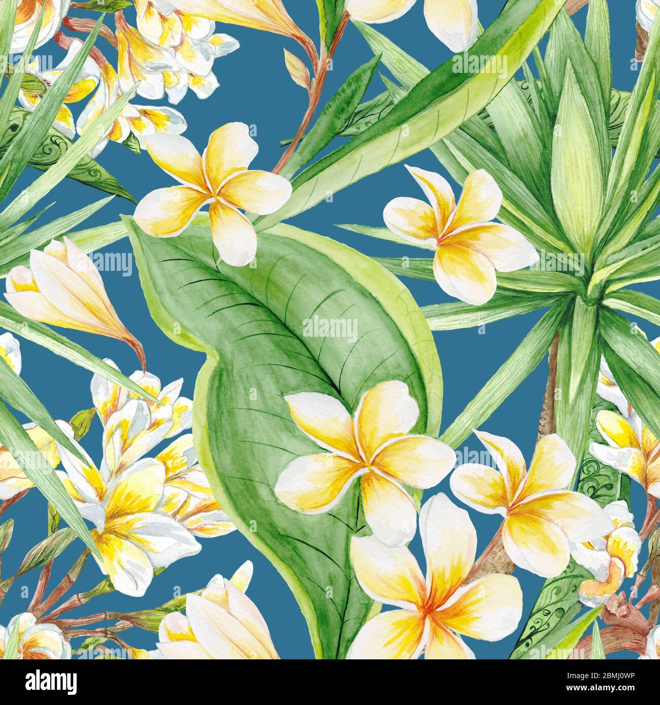 Watercolor Floral Exotic Tropical Seamless Eco Pattern Stock Photo - Alamy