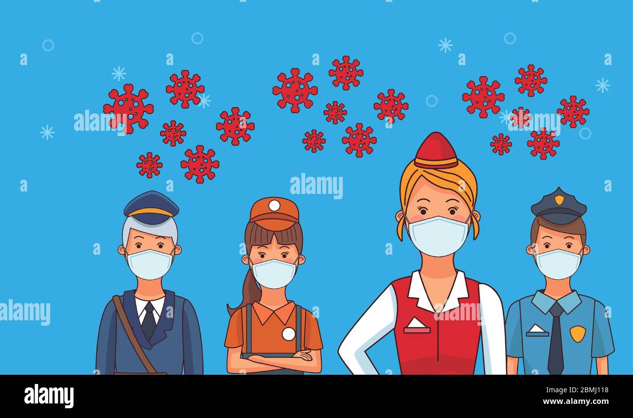 group of workers using face masks for covid19 Stock Vector Image & Art ...